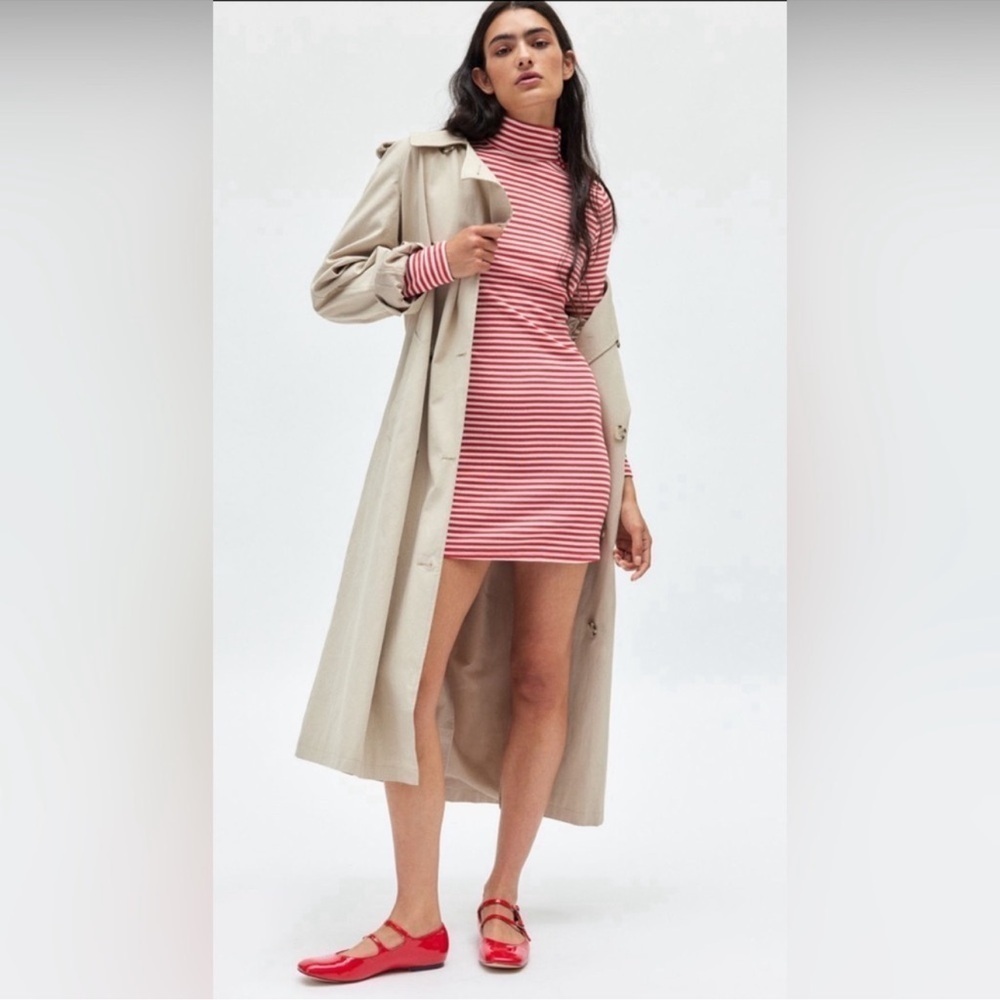 NWT Urban Outfitters BDG Nola Mock Neck Long Sleeve Red Mini Dress